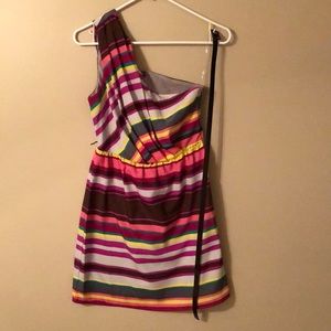 Rainbow one-shoulder dress